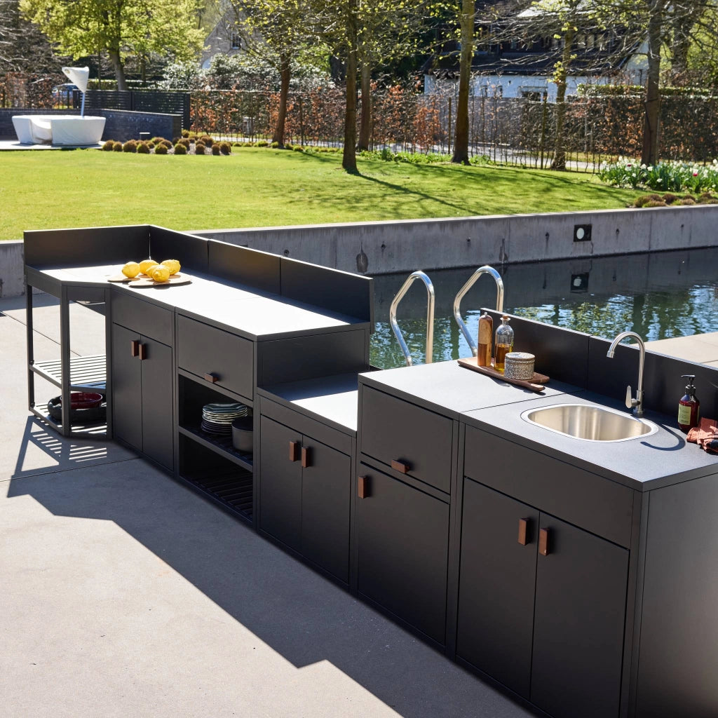 Modulo cucina da esterno in acciaio inossidabile, 6 moduli, nero
