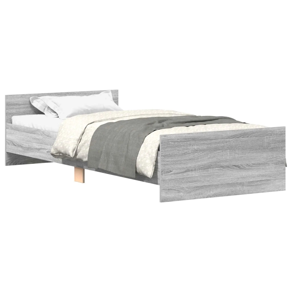 Struttura letto con testata-Giroletto Sonoma grigio 80 x 200 cm 833188