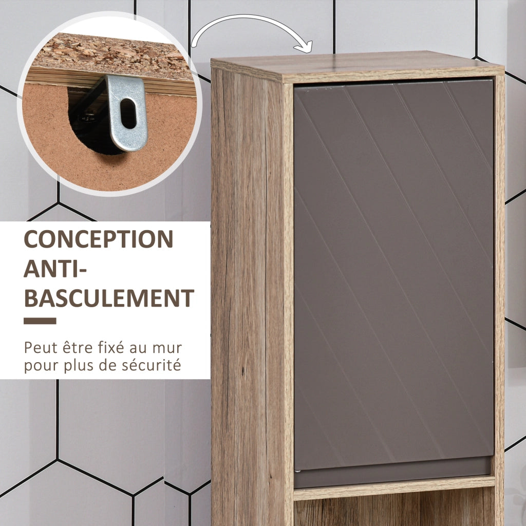 Armadietto Colonna per Bagno ¨C Zephmum ¨C Legno Rovere Grigio 30x24x170