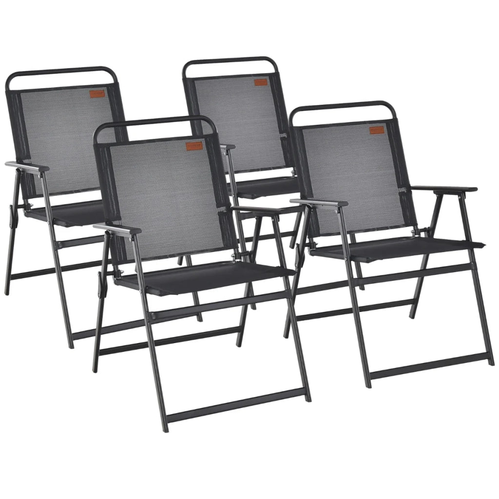 Set di 4 sedie da giardino pieghevoli 55 x 68 x 84 cm comode e leggere moderne in metallo nero 20_0019392
