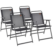 Set di 4 sedie da giardino pieghevoli 55 x 68 x 84 cm comode e leggere moderne in metallo nero 20_0019392