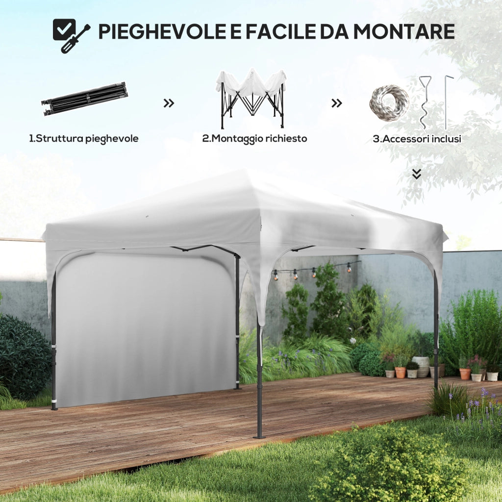 Gazebo da Giardino 3x3 m Regolabile ¨C Minimal ¨C Poliestere Acciaio Bianco