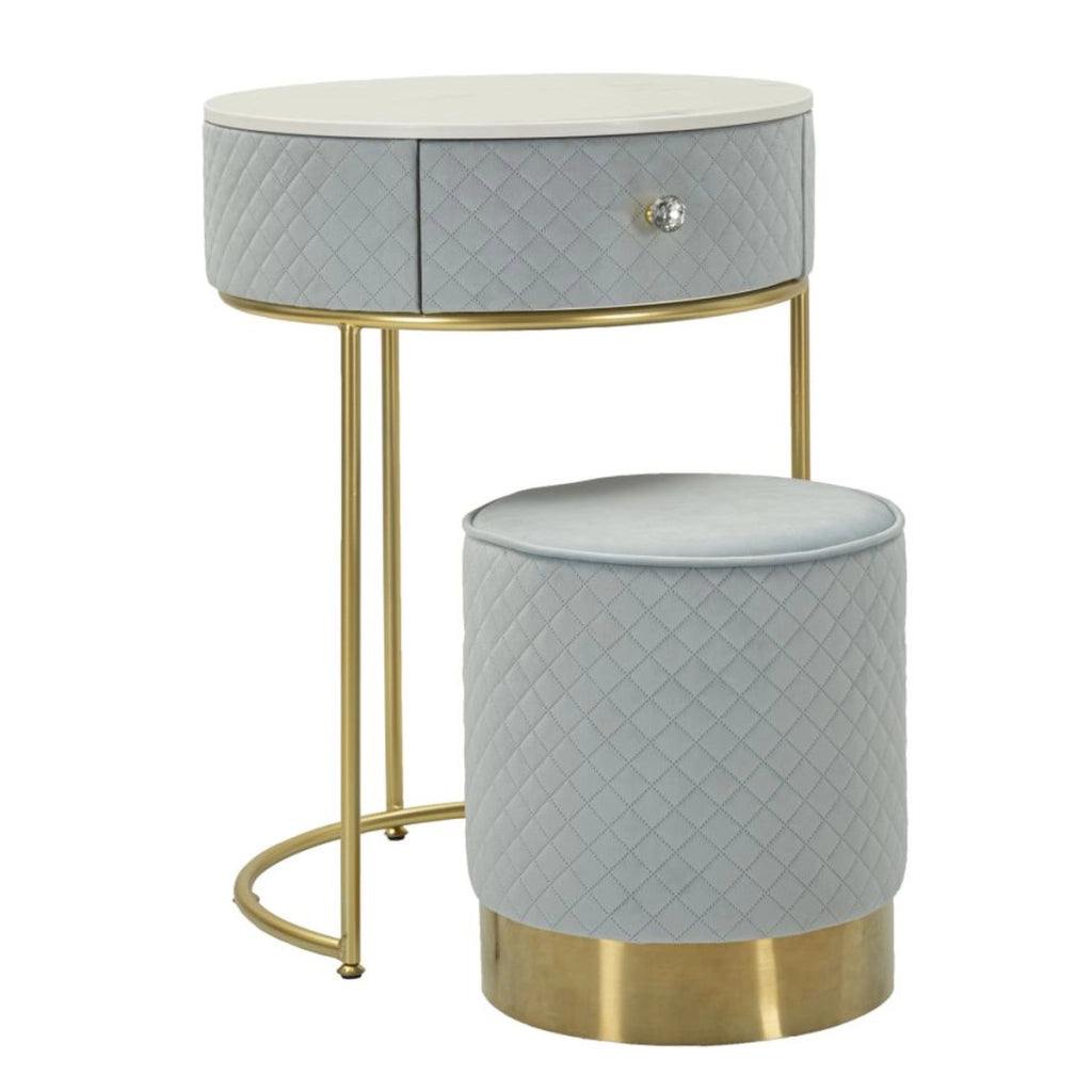 Comodino VKH757, Blu, Legno, 52x52x70 cm