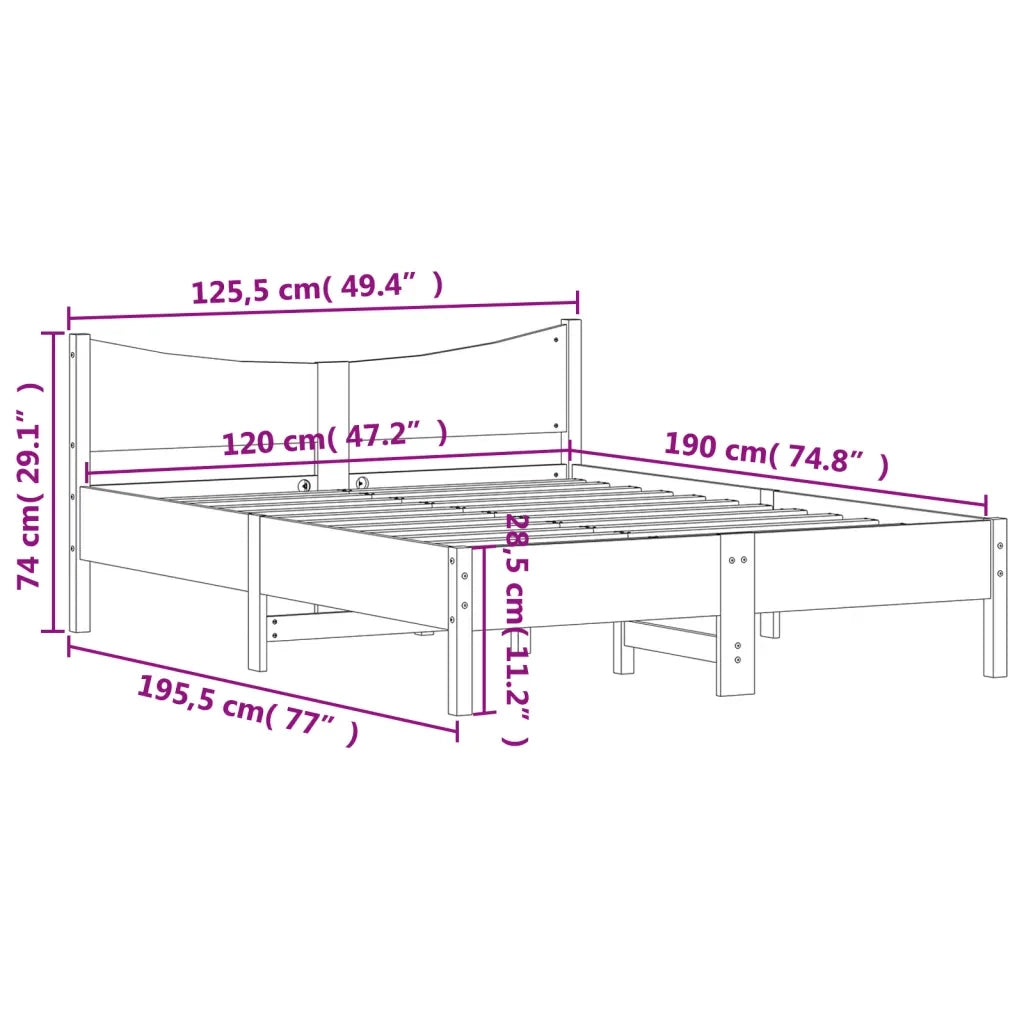 Letto senza Materasso Marrone Cera 120x190 cm in Legno di Pino 844752