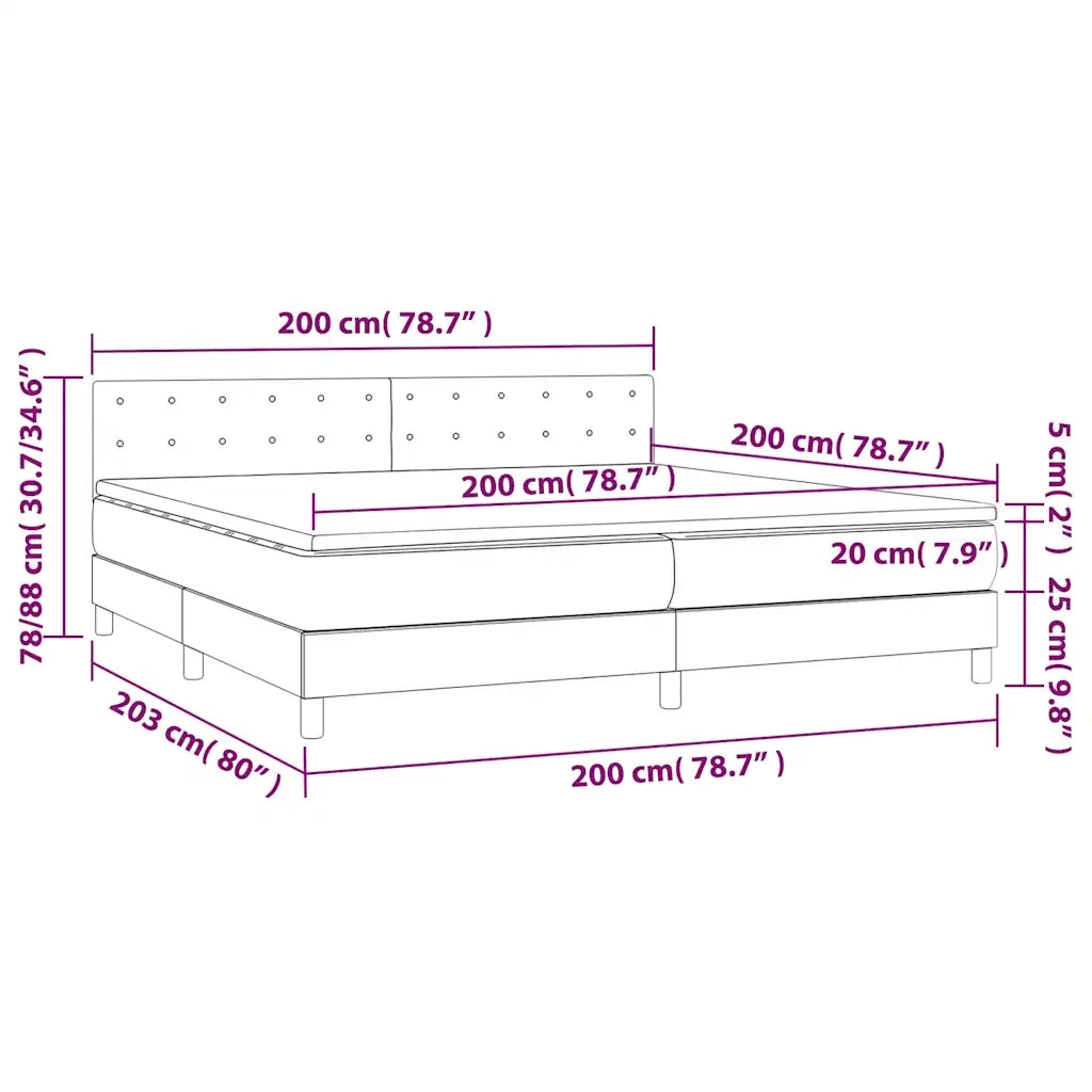 Letto a Molle con Materasso e LED Blu Scuro 200x200 cm 3134667