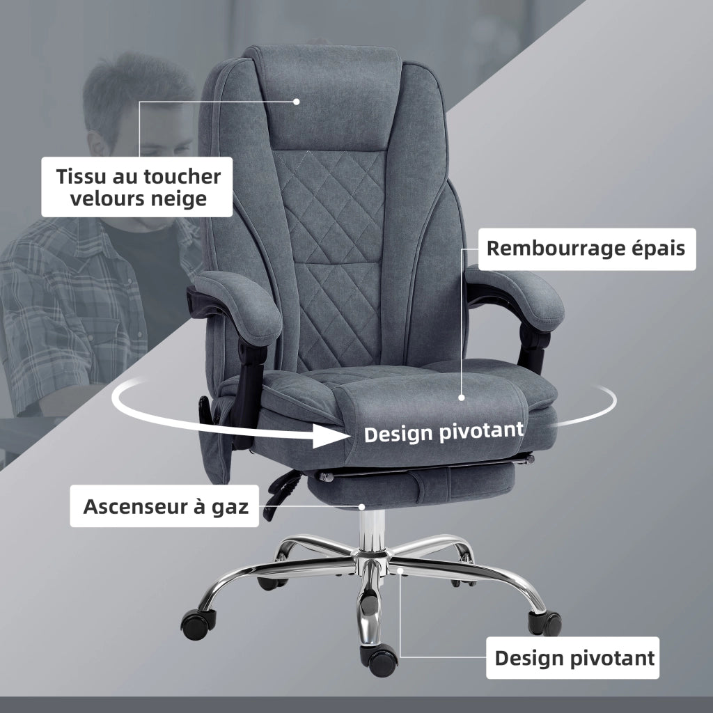 Poltrona massaggiante e riscaldante regolabile in altezza con schienale reclinabile e poggiapiedi retrattile ¨C Minimal ¨C Grigio