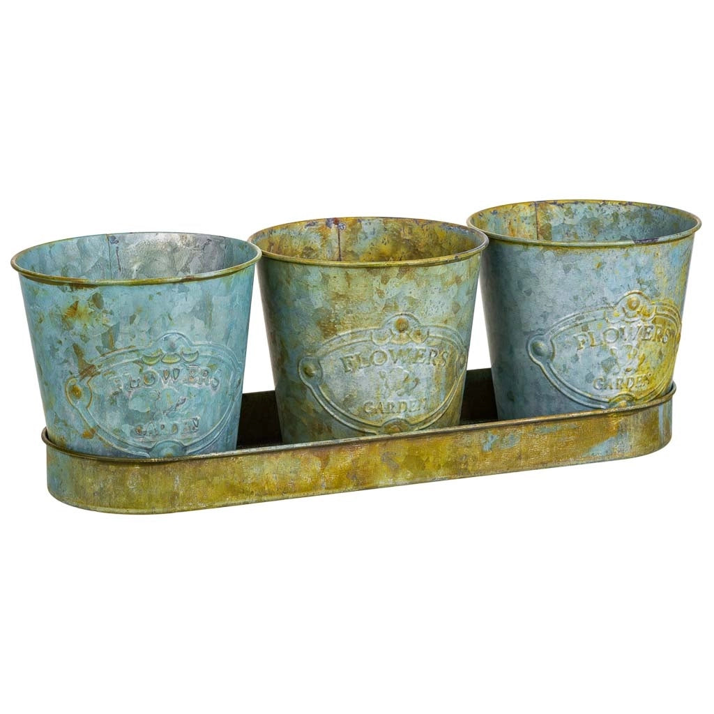 3Cubi e vassoio in metallo verde