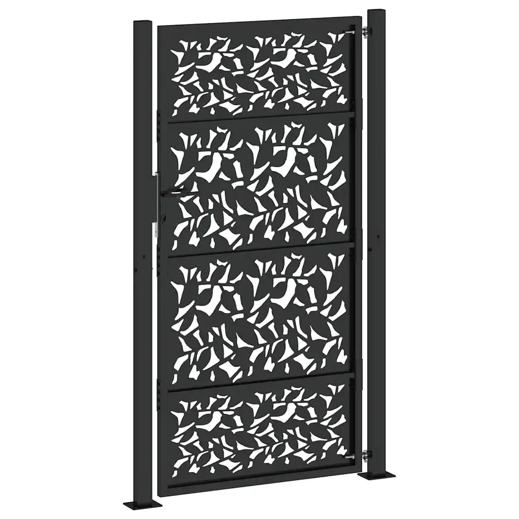 Cancello da giardino nero 100x175 cm in acciaio con design a foglia CFW1173333
