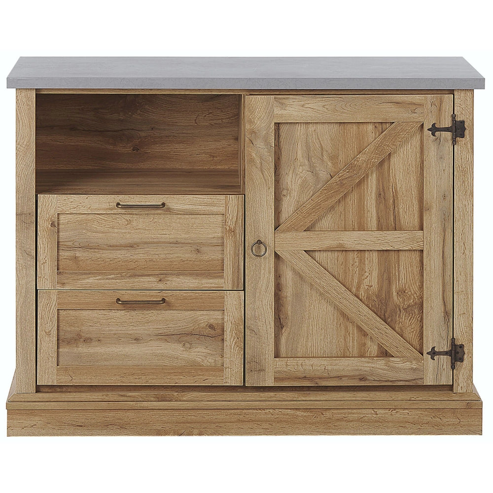 Madia credenza Finitura Legno Chiaro 100 x 40 x 79 cm Armadio 1 Anta con 2 Cassetti