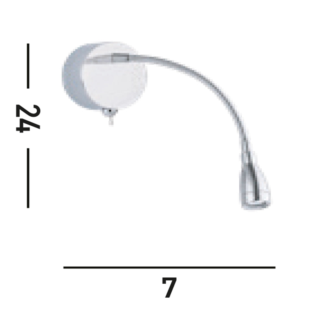 Applique Contemporanea Flexy Acciaio Cromo Vetro Led 0,8W 6500K