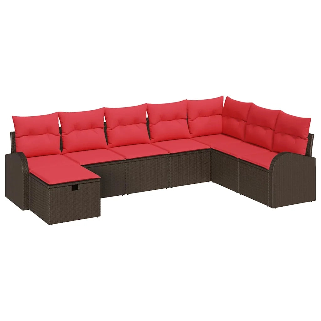 Set Divano da Giardino con cuscino 8 pcs Marrone Poly Rattan 3360465