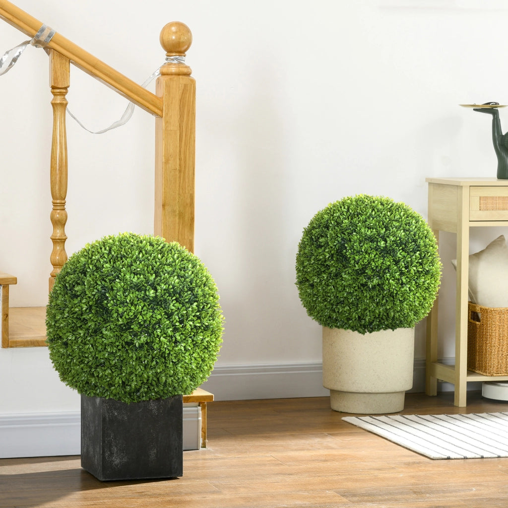 Set 2 Piante Artificiali Buxus Sfera ¨C Minimal ¨C Verde