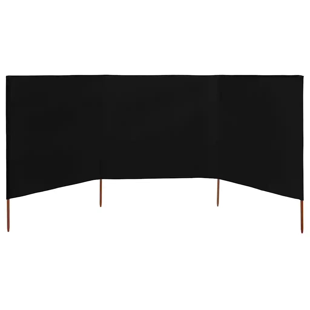 Paravento a 3 Pannelli in Tessuto-Divisorio 400x120 cm Nero