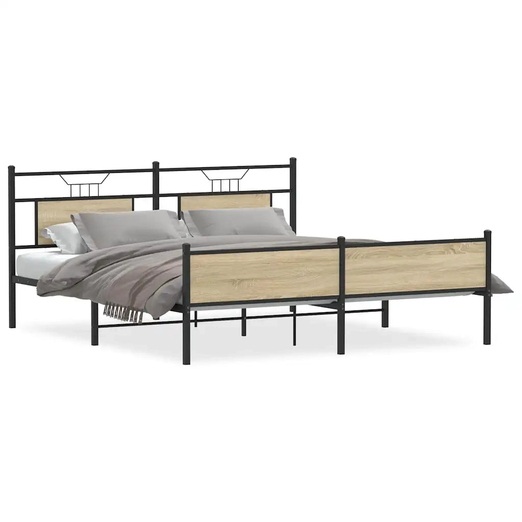 Giroletto senza Materaso in Metallo Rovere Sonoma 183x213 cm 3325126