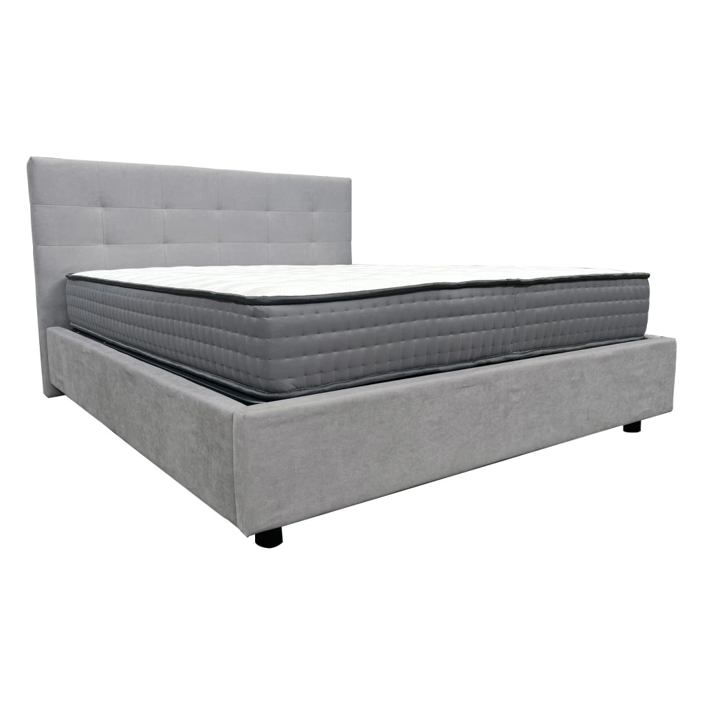 Letto contenitore matrimoniale 160x190 cm con rete ortopedica a doghe, tessuto Enjoy, made in Italy - 20 Silver