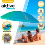 Parasole da spiaggia con schermo 220 cm, asta ventilata per tetto, diametro 28-32 mm, protezione UV, 50 design colorato, inclusa tasca di stoccaggio