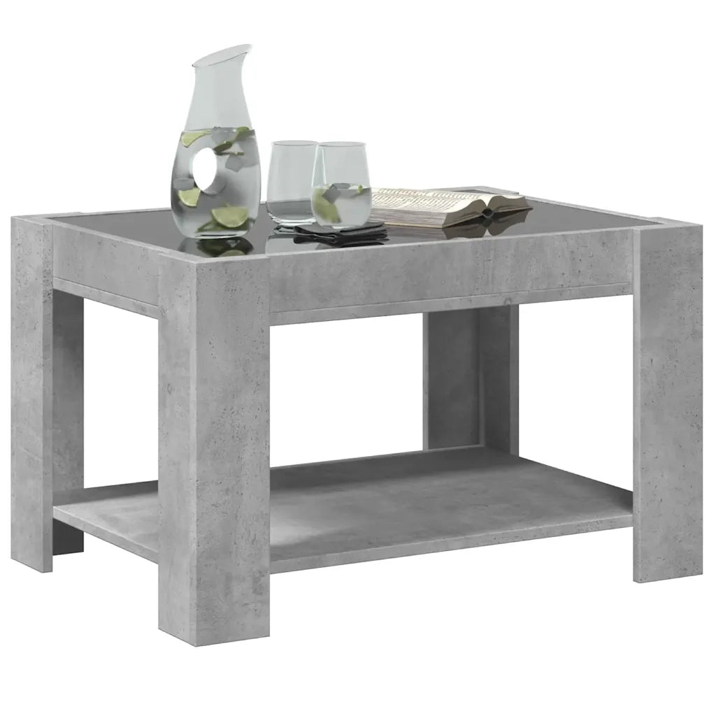 Tavolino Salotto con LED Grigio Cemento 73x53x45 cm Multistrato 847549