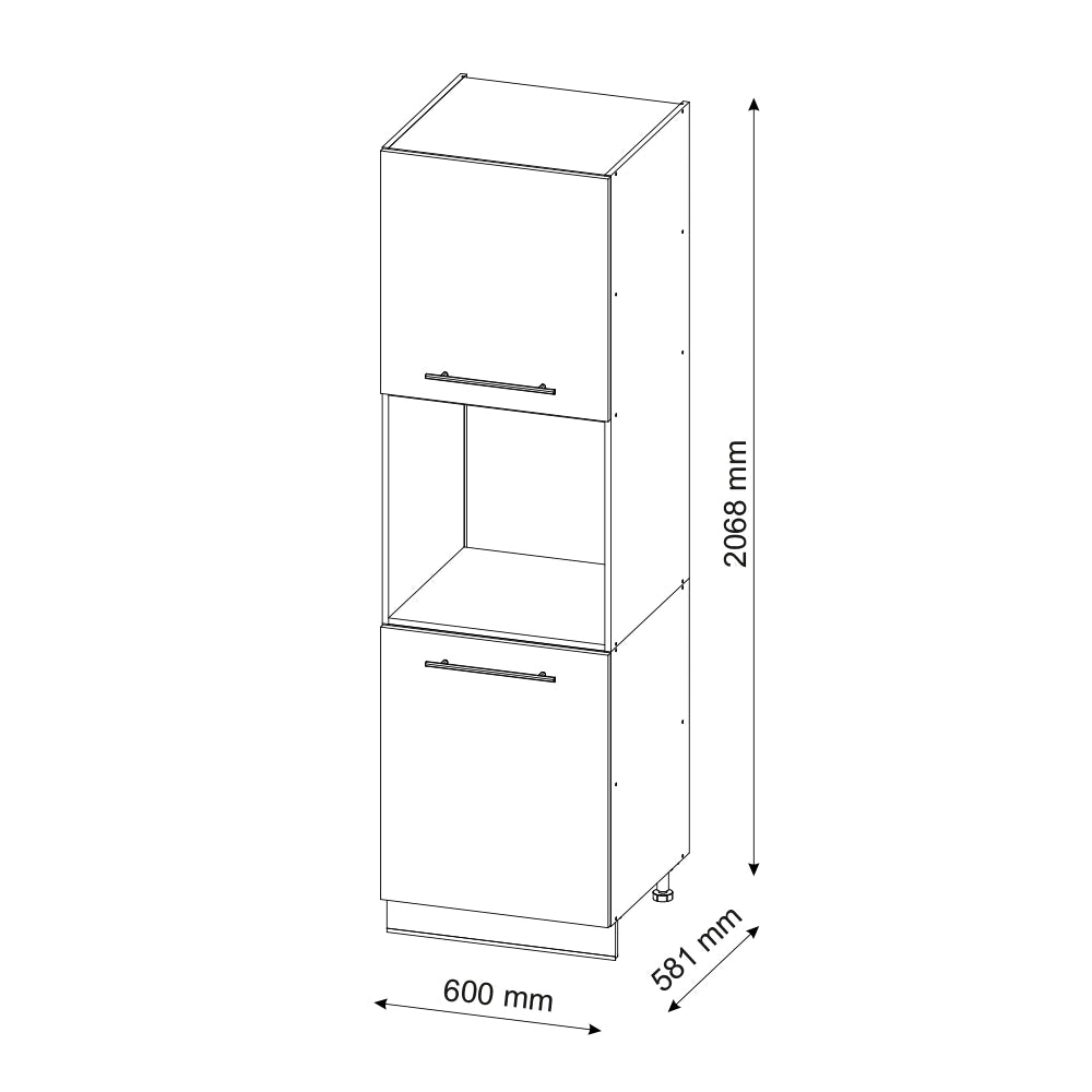 Mobile per forno da incasso Fame-Line Antracite lucido/Bianco 60 cm con ripiano aperto Vicco