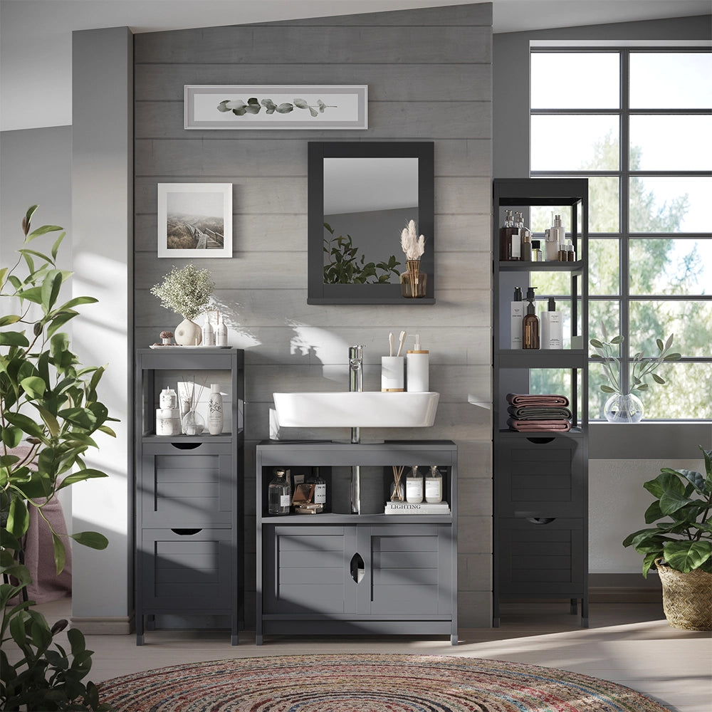 Vicco mobiletto bagno Grigio 30 x 89 cm con 2 cassetti