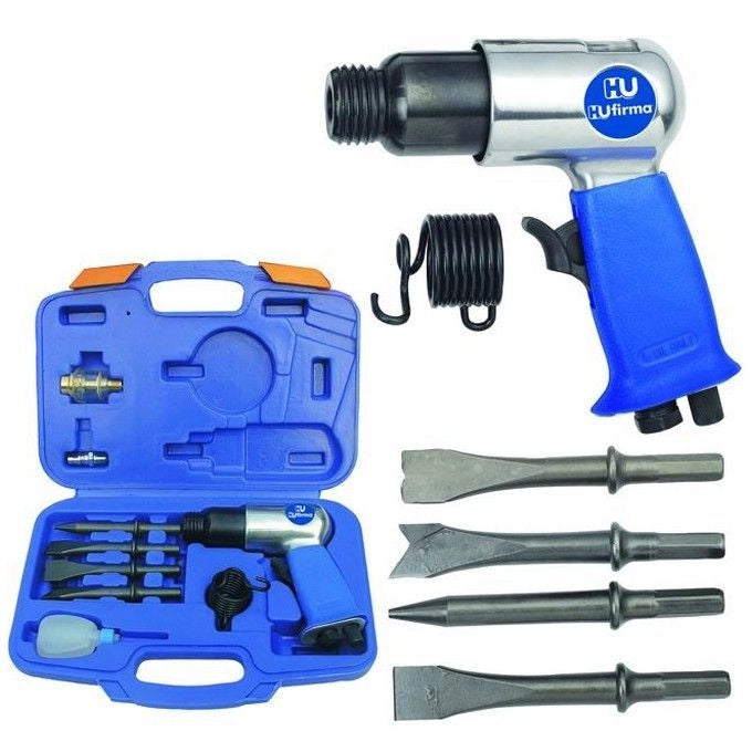 HU-FIRMA 34836 Martello ad Aria Compressa Attacco Esagonale mm 125 3500 colpi minuto pressione 6 3 atm Valigetta Accessori inclusi colore Nero