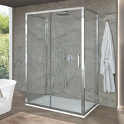 Box doccia 3 lati 90x140x90 cm con porta scorrevole in vetro trasparente Ted