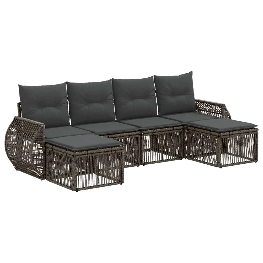 Set Divano da Giardino 6 pz Grigio e Grigio Scuro polyrattan 3435497