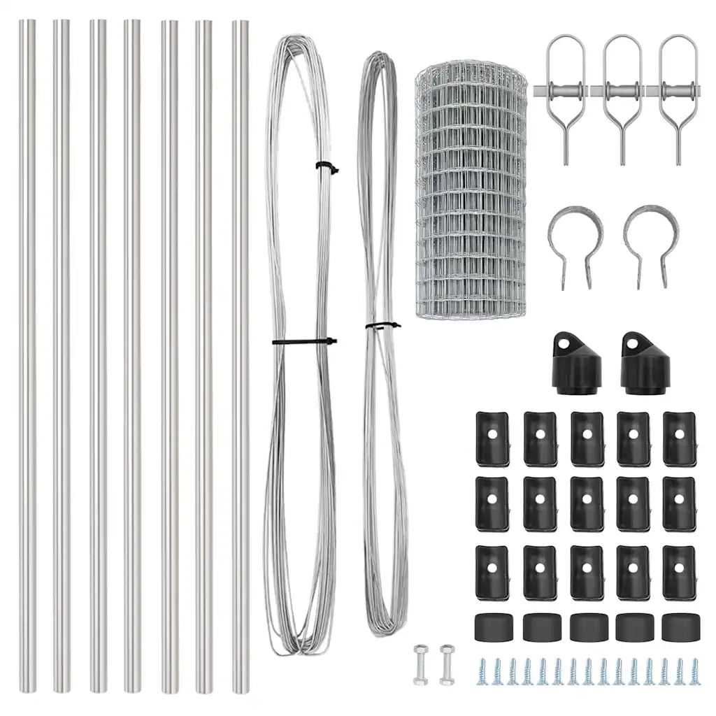 Recinzione con Posto Argento 0,4 x 50 m Acciaio e PVC 3350519