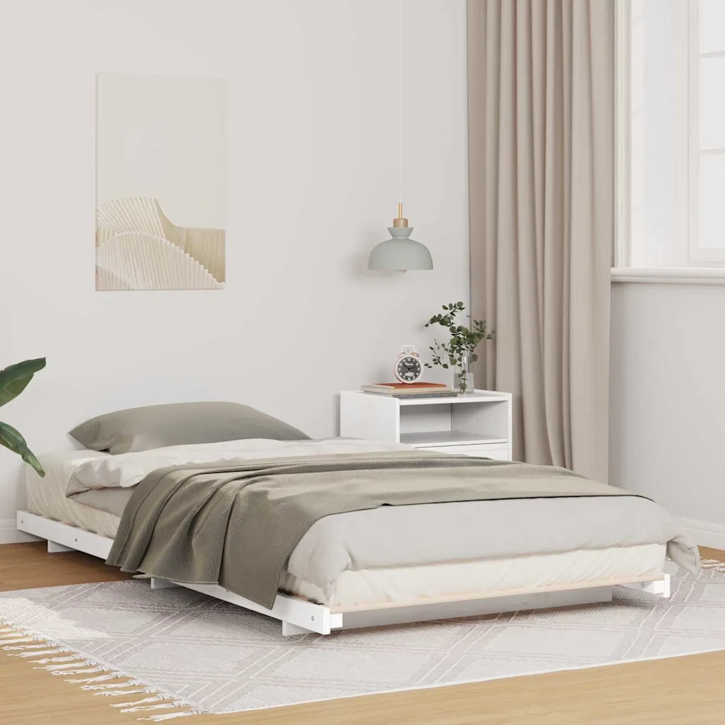 Letto singolo | Letto per adulti | Struttura del letto Bianco 100 x 220 cm Pino massello