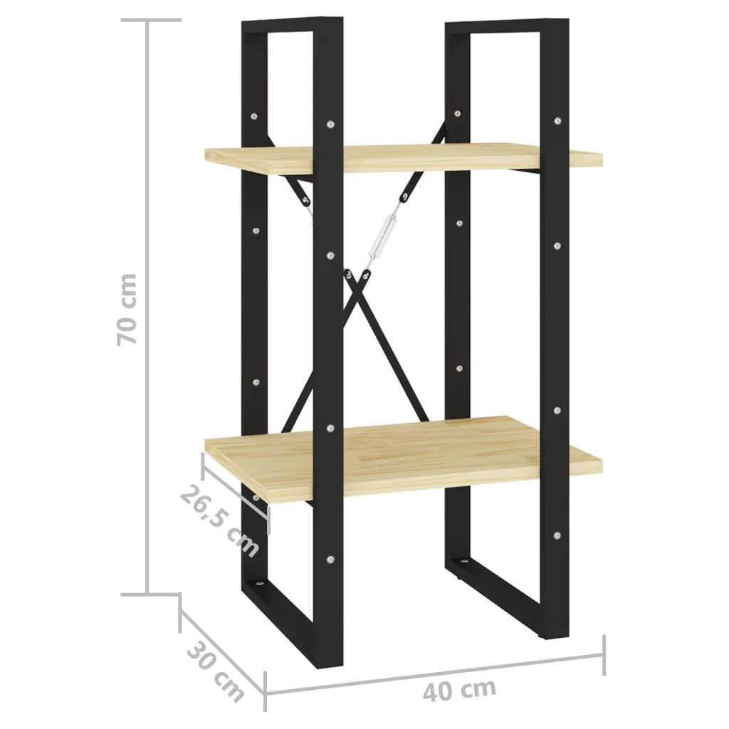 Libreria a 2 Ripiani-Scaffale per Libri-Mobile di Stoccaggio 40x30x70 cm in Legno Massello di Pino