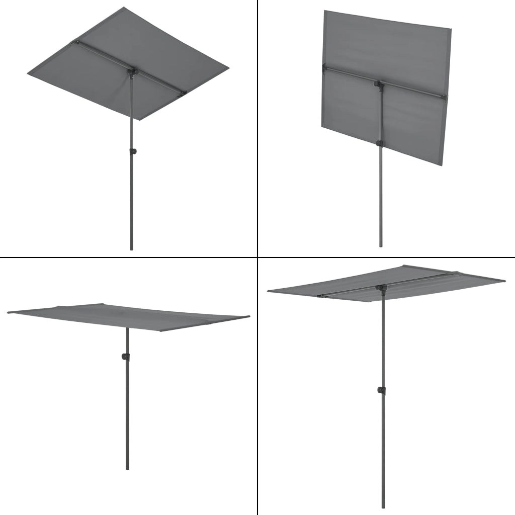 Ombrellone rettangolare inclinabile a 360° 180 x 130 cm grigio 03_0008046