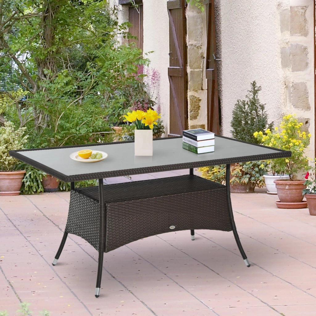 Tavolo da pranzo allungabile ¨C zephmum ¨C Polyrattan marrone, vetro temperato, 150x85x74 cm