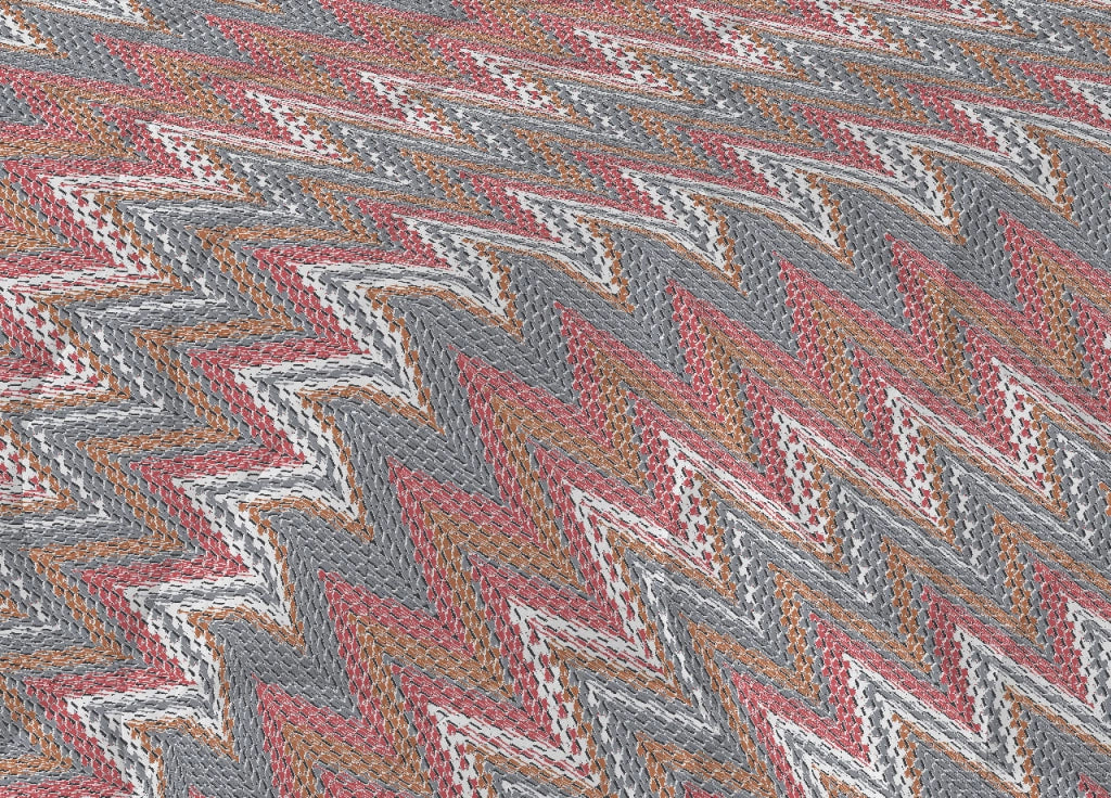 Trapuntino Piumino Estivo Pensieri Delicati Disegno Spinato Zig Zag - Matrimoniale - Corallo