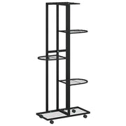 Fioriera | Cassetta per fiori | Vaso a 5 Piani con Ruote 44x23x100 cm Ferro Nero