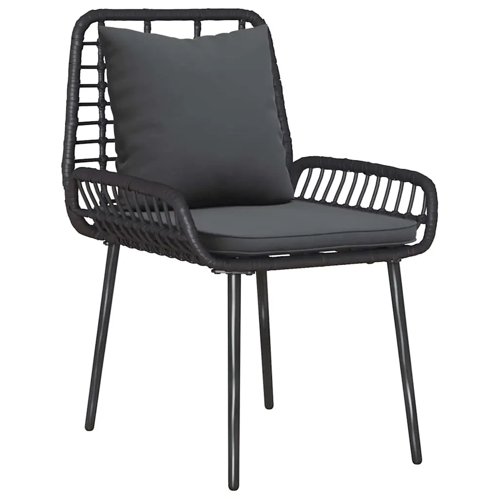 Set da Pranzo per Giardino 3 pcs Nero e antracite polyrattan 42010358