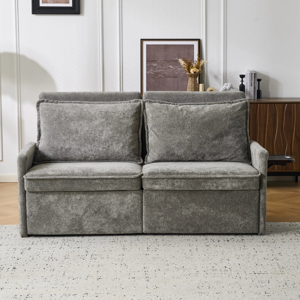 Divano letto imbottito con cuscini e contenitore ¨C Zephmum ¨C Grigio