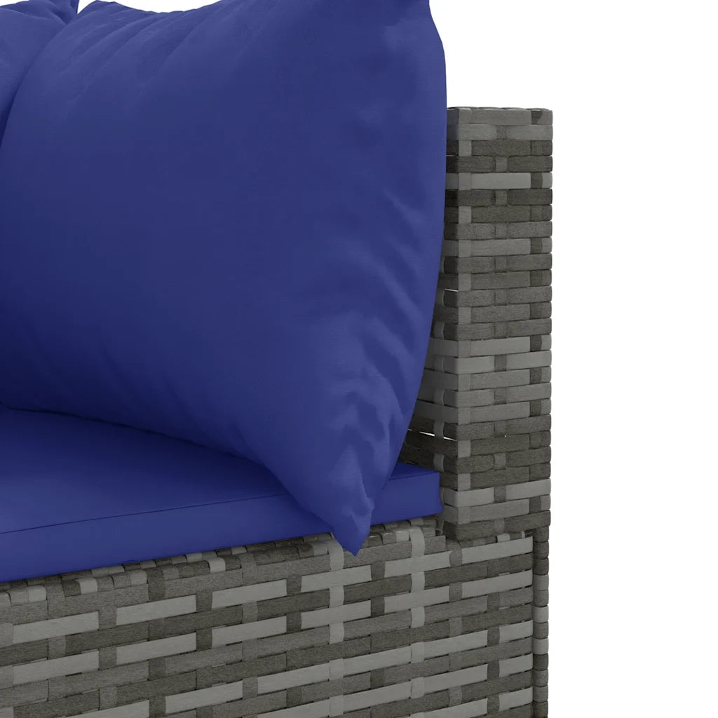 Set Divani da Giardino 7 pz con Cuscini in Polyrattan Grigio