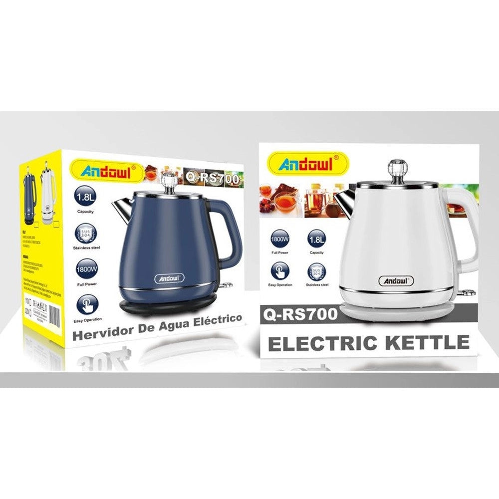 Trade Shop - Bollitore Elettrico In Acciaio Inox Capacità 1,8 Lt 1800 W Spegnimento Automatico Q-rs700 -