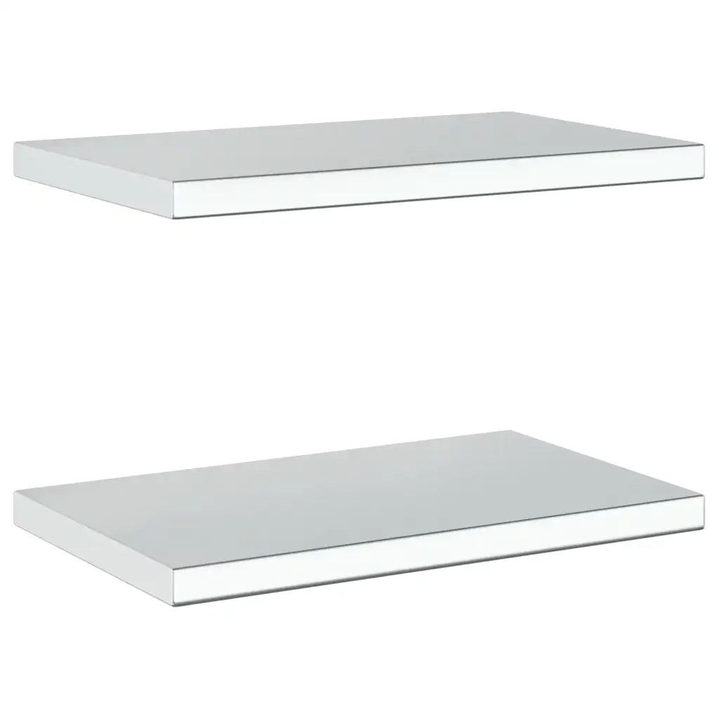 2 pz Mensole a Muro | Scaffale Parete | Ripiano a parete 50x30 cm Argento in Acciaio Inossidabile