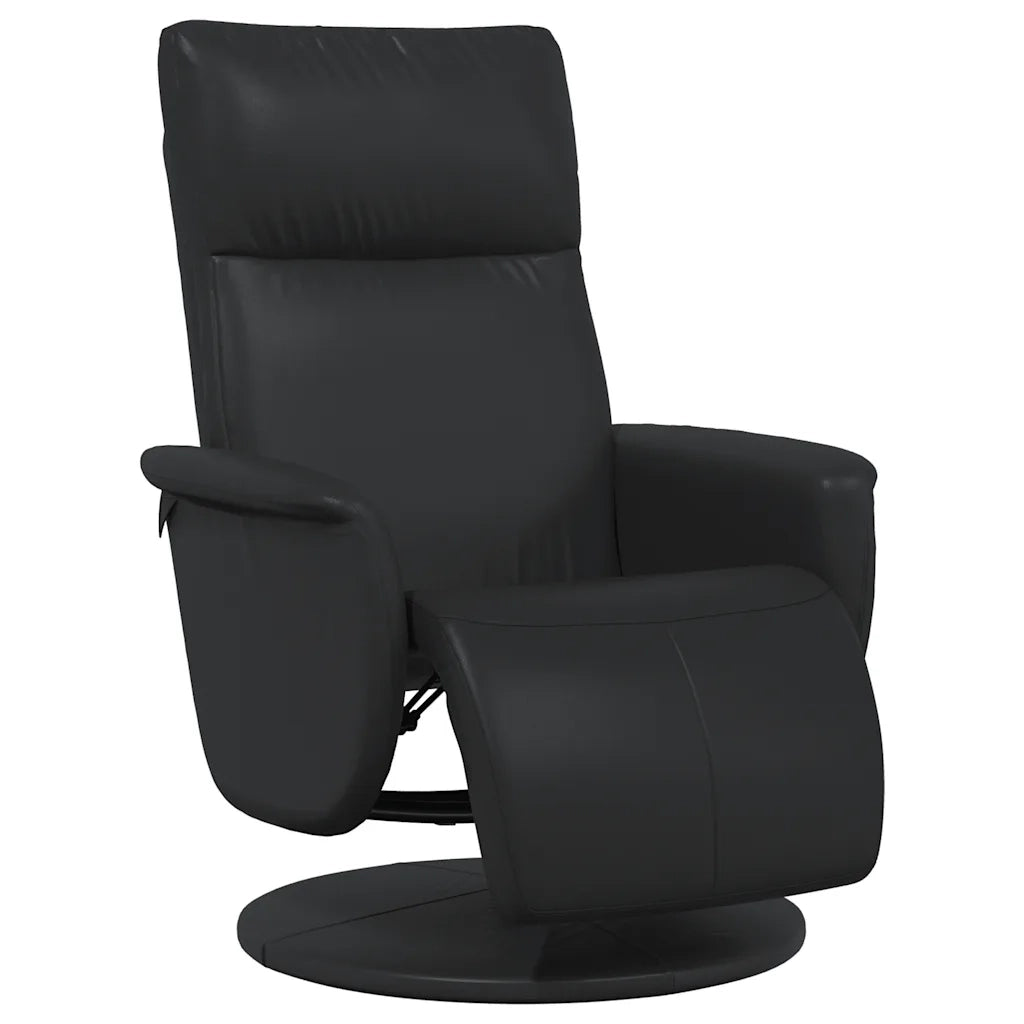 Poltrona Reclinabile con Poggiapiedi Nera in Similpelle 356549