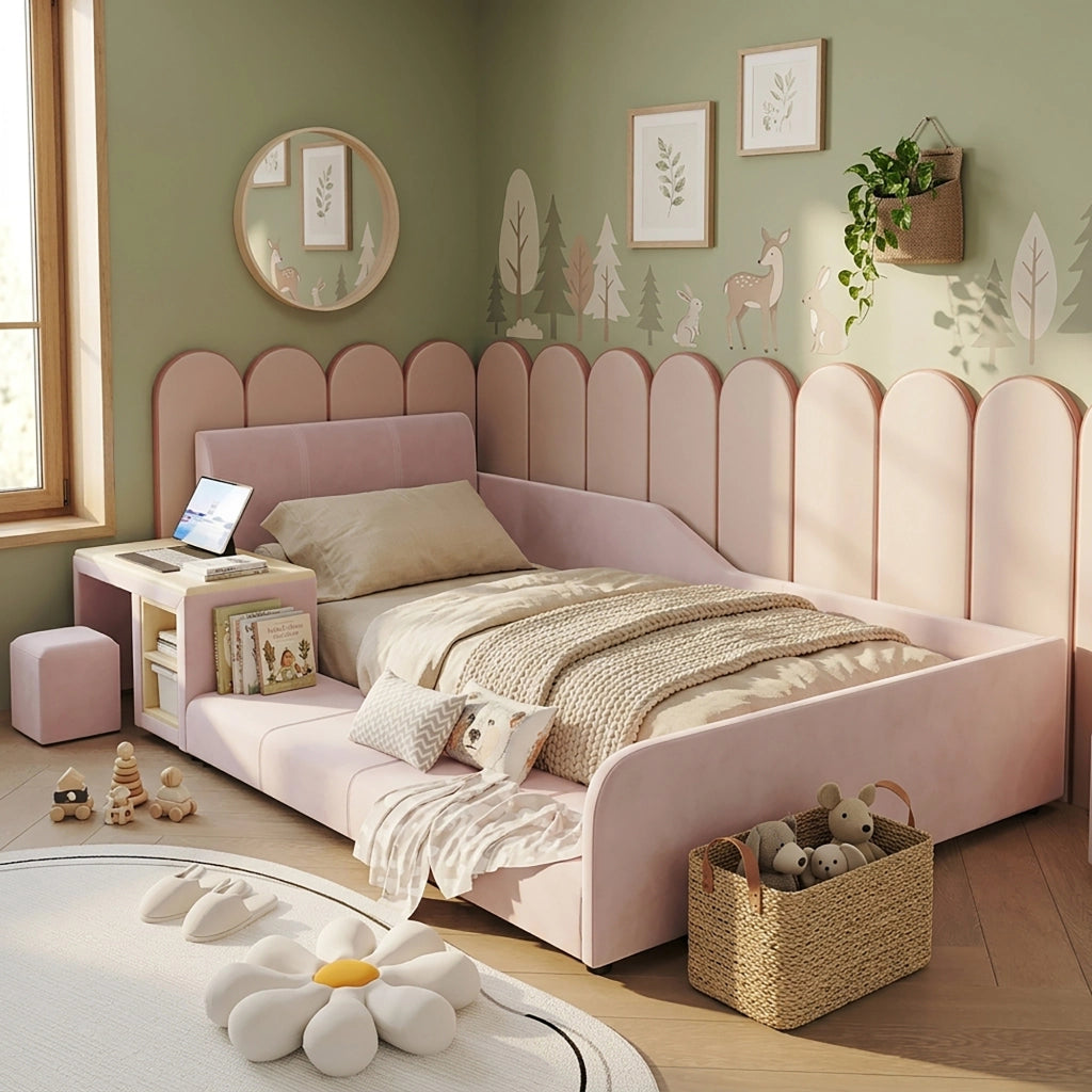 letto imbottito velluto rosa 90x200 cm