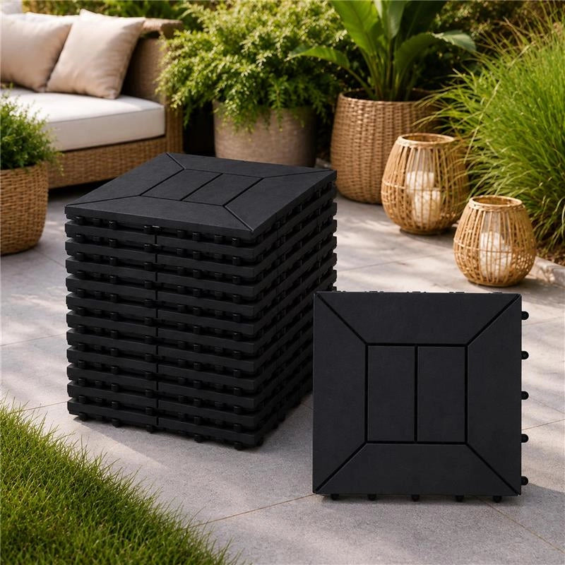 MA MAISON SET DI PIASTRELLE PER PAVIMENTO DA ESTERNO MODELLO EASY ANTRACITE 30,4X30,4X2 H CM - 0,36 M2 24 PEZZI