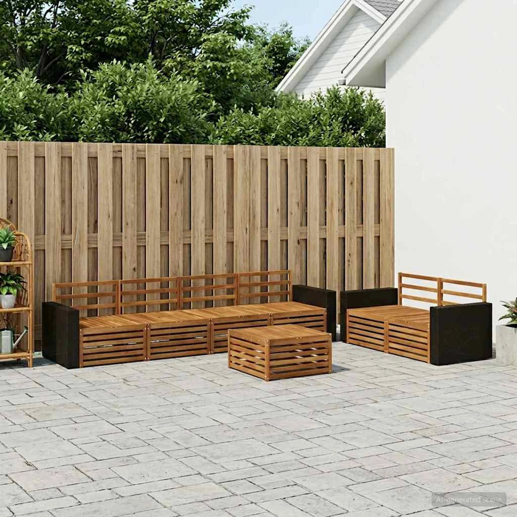 Set di divani da esterno 7 pz Naturale Legno di Acacia Massello 3383062