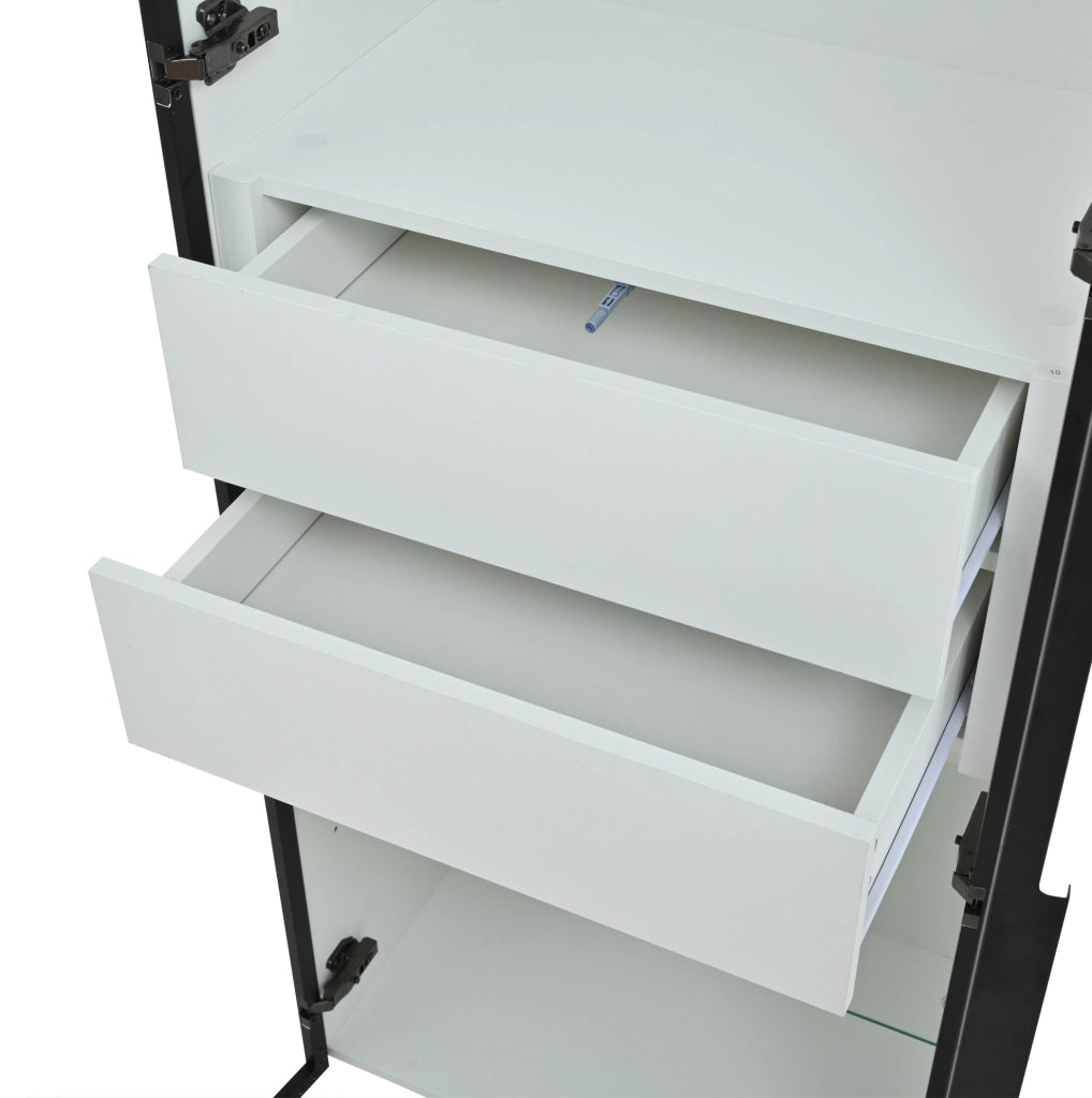 Vetrina 60x40x160 cm con LED e 2 cassetti in MDF e vetro