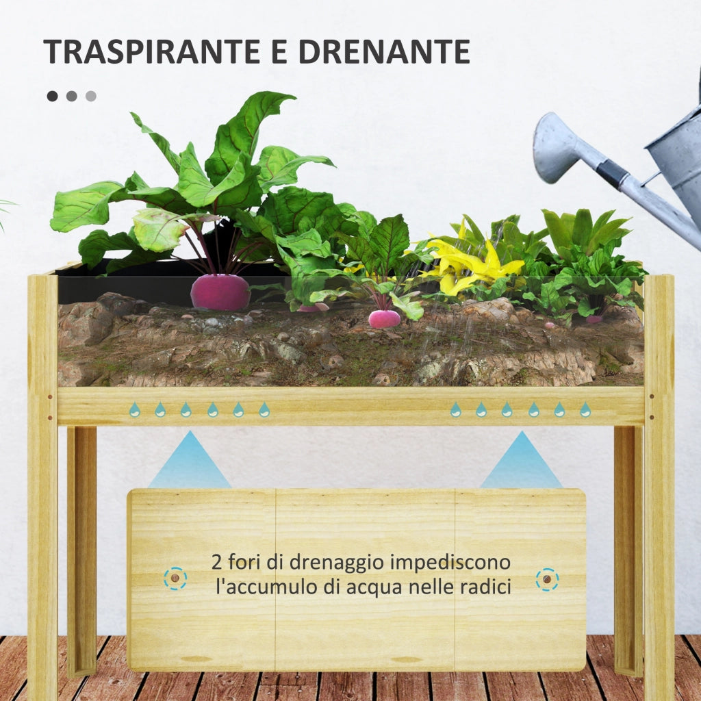Fioriera Rialzata in Legno di Abete con Fori Drenaggio ¨C Zephmum ¨C 110x50x80 cm