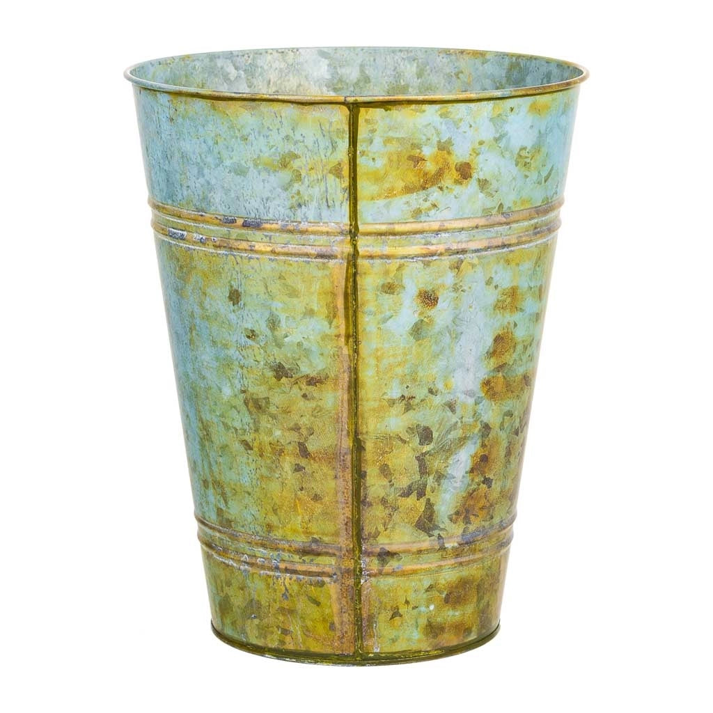 Vaso in metallo verde d20,5x25h b:13