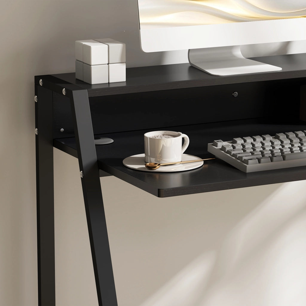 Scrivania per Computer con Cassetti e Gestione Cavi ¨C Minimal ¨C 84x45x85 cm, Nero