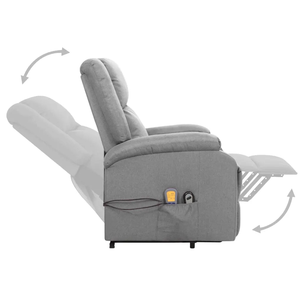 Poltrona Alzapersona Massaggiante Grigio Chiaro Tessuto 329709