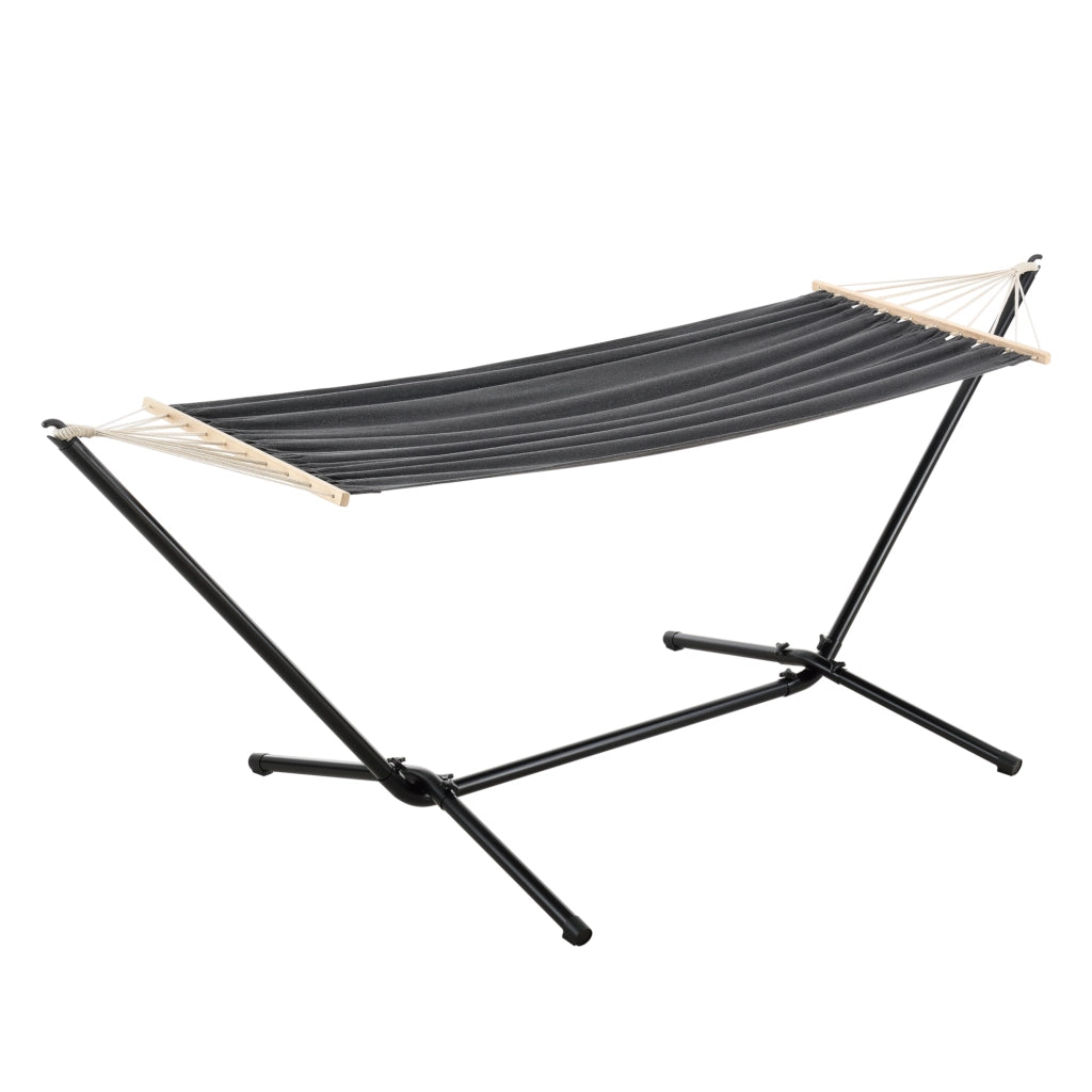 Amaca con Supporto in Acciaio con Telo 200 x 100 cm - Grigio Scuro [en.casa]