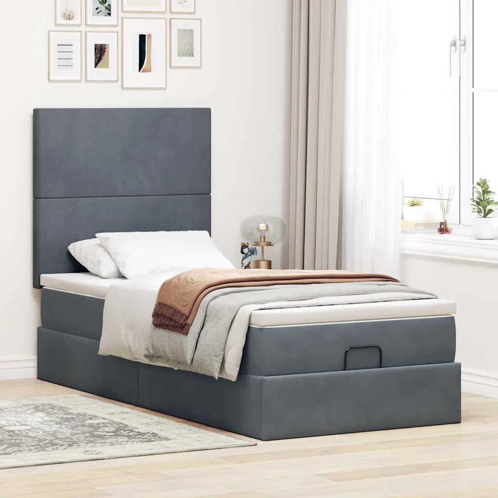 Struttura Letto Pouf con Materassi 100x200 cm Velluto 3313380