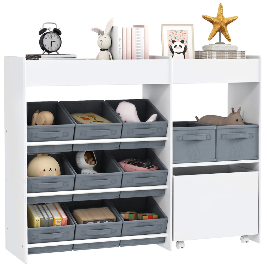 Mobile Portagiochi Bambini ¨C Xylo ¨C 11 Cestini Tessuto Bianco 105x30x80cm